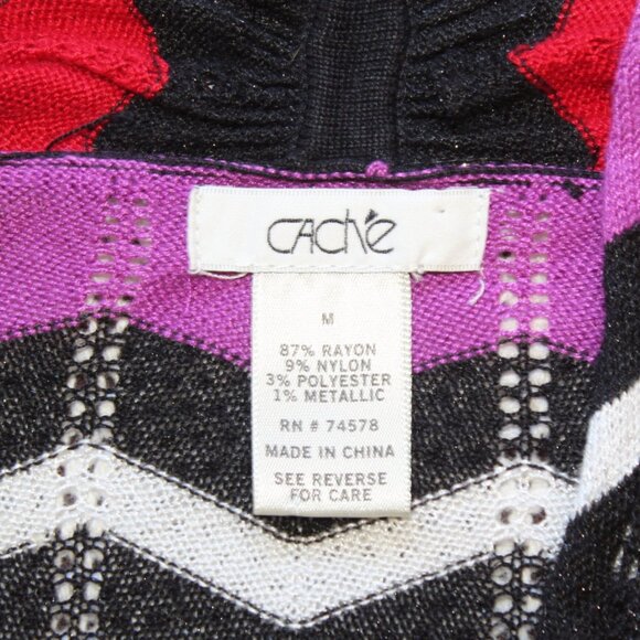 VTG Cache Chevron Blouse Size Medium Long Sleeves Top Zig Zag Y2K 90'S As Is - Picture 6 of 7